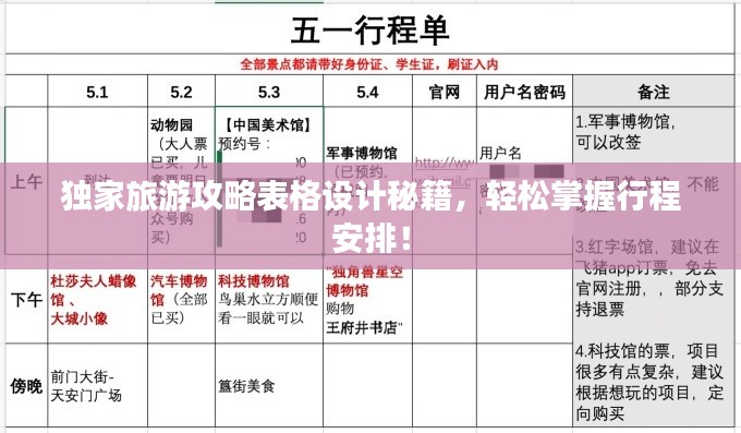 獨(dú)家旅游攻略表格設(shè)計(jì)秘籍，輕松掌握行程安排！